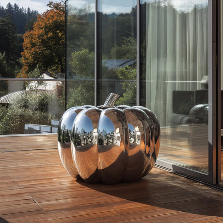 PREMIER Stainless Steel Pumpkin Sculpture with Modern Minimalist Design for Modern Homes, Offices, and Garden Spaces PSSS-204-Stainless Steel Sculpture-PREMIER SCULPTURE
