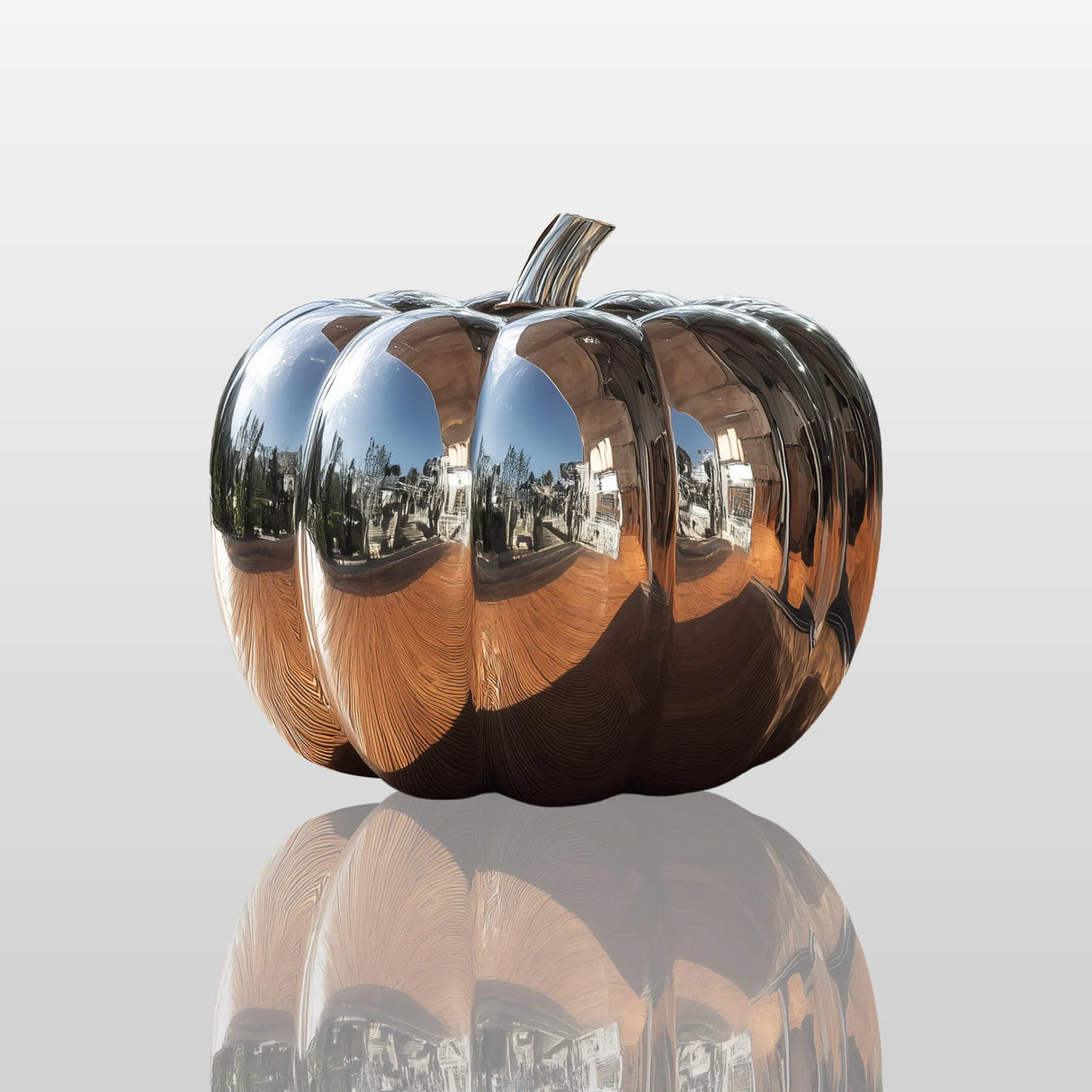 PREMIER Stainless Steel Pumpkin Sculpture with Modern Minimalist Design for Modern Homes, Offices, and Garden Spaces PSSS-204-Stainless Steel Sculpture-PREMIER SCULPTURE
