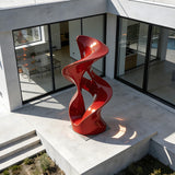 PREMIER Stainless Steel Red Sculpture with Abstract Flowing Design for Modern Outdoor Spaces PSSS-193-Stainless Steel Sculpture-PREMIER SCULPTURE