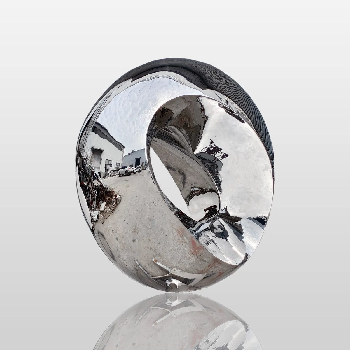 PREMIER Stainless Steel Ring Sculpture with Mirror Polished Finish for Coastal Gardens and Outdoor Spaces PSSS-191-Stainless Steel Sculpture-PREMIER SCULPTURE
