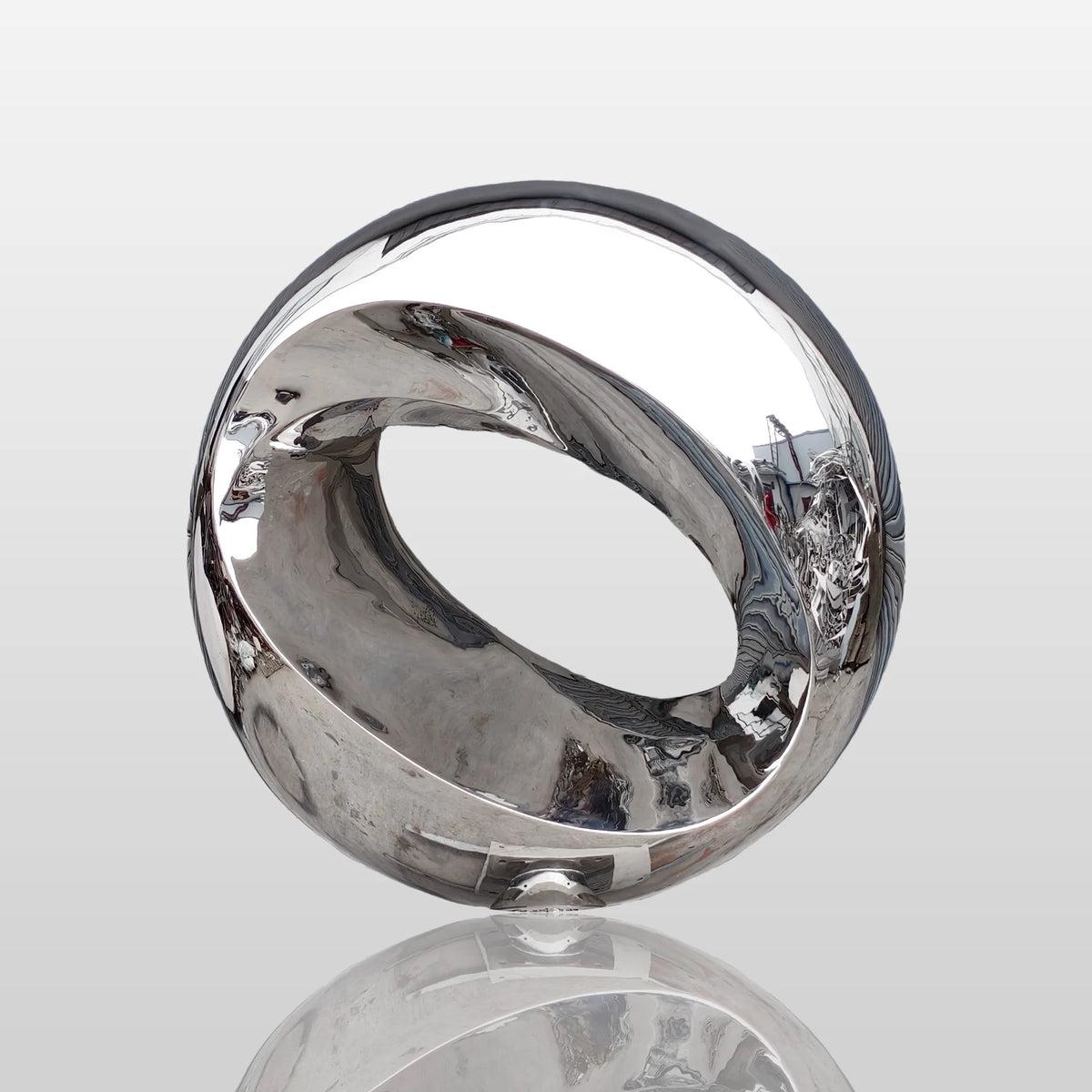 PREMIER Stainless Steel Ring Sculpture with Mirror Polished Finish for Coastal Gardens and Outdoor Spaces PSSS-191-Stainless Steel Sculpture-PREMIER SCULPTURE