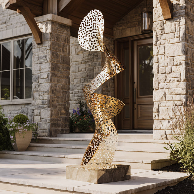 PREMIER Stainless Steel Sculpture in Polished Ribbon Form for Resorts, Luxury villas, and Garden Landscapes PSSS-156-Stainless Steel Sculpture-PREMIER SCULPTURE