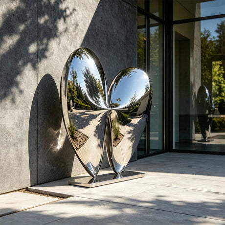 PREMIER Stainless Steel Sculpture with Abstract Heart Design for Entrance, Walkway or Wedding Garden PSSS-329-Stainless Steel Sculpture-PREMIER SCULPTURE