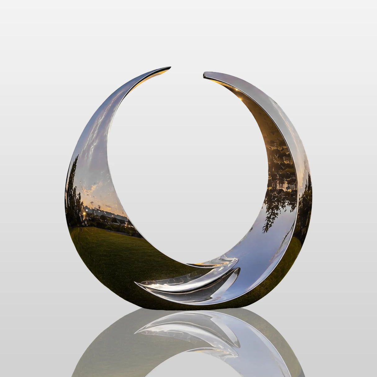 PREMIER Stainless Steel Sculpture with Crescent Moon Design for Pool Deck, Front Lawn or Town Square PSSS-304-Stainless Steel Sculpture-PREMIER SCULPTURE
