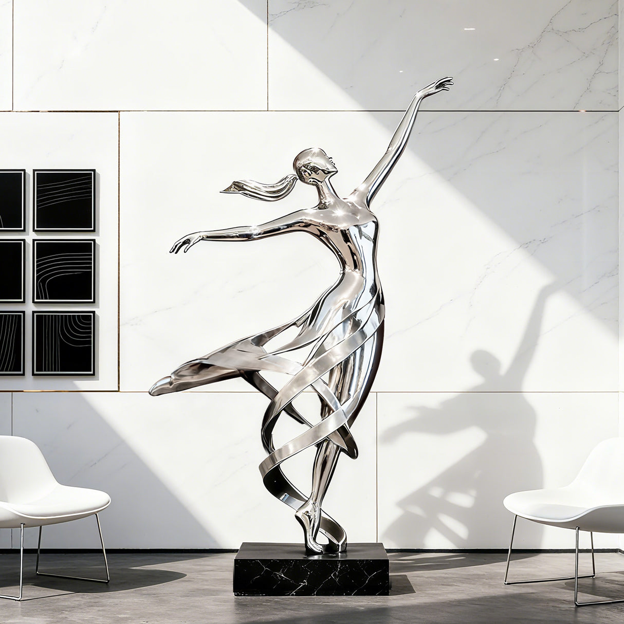PREMIER Stainless Steel Sculpture with Dancing Lady Design for Modern Villas and Art Spaces PSSS-155-Stainless Steel Sculpture-PREMIER SCULPTURE