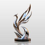 PREMIER Stainless Steel Sculpture with Phoenix Bird Design for Front Yard or Private Home Lawn PSSS-298-Stainless Steel Sculpture-PREMIER SCULPTURE
