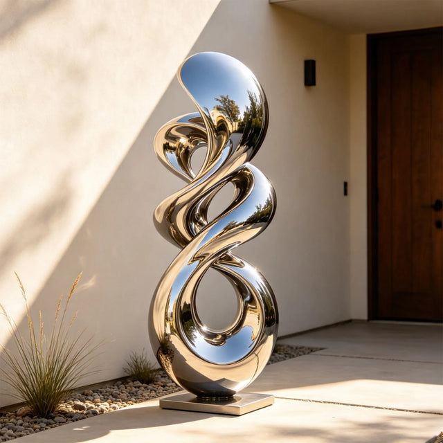 PREMIER Stainless Steel Sculpture with Swirling Loop Design for Home Entry, Poolside or Public Plaza PSSS-320-Stainless Steel Sculpture-PREMIER SCULPTURE