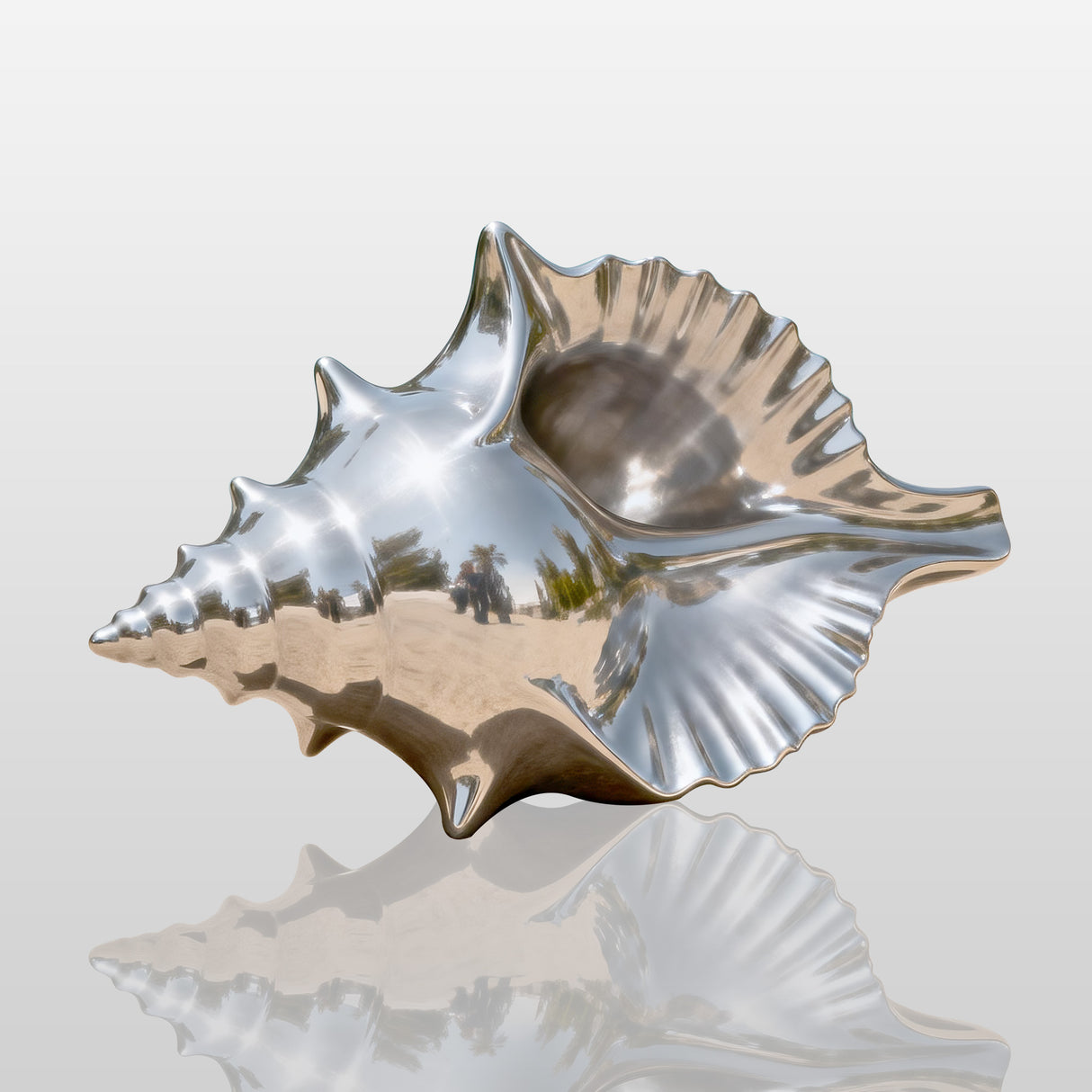 PREMIER Stainless Steel Seashell Sculpture with Mirror Polished Design for Poolside and Garden Decor PSSS-197-Stainless Steel Sculpture-PREMIER SCULPTURE