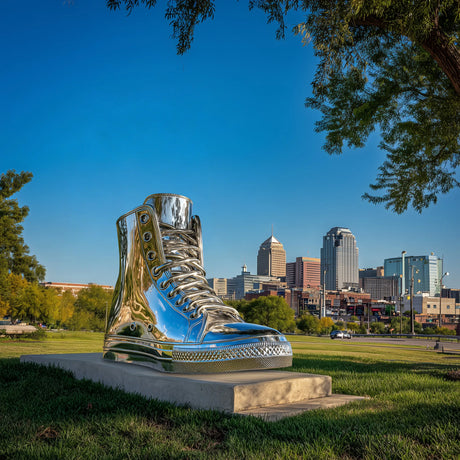PREMIER Stainless Steel Shoe Sculpture with Mirror Polished Design for Public Art and Outdoor Spaces PSSS-200-Stainless Steel Sculpture-PREMIER SCULPTURE