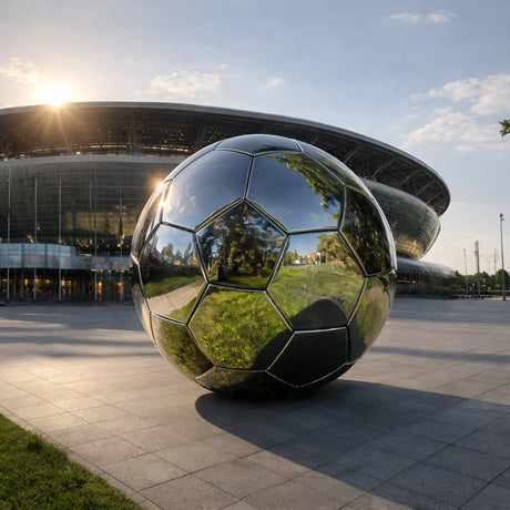 PREMIER Stainless Steel Soccer Sculpture Features a Traditional Geometric Design for Outdoor Settings and Sports Venues PSSS-211-Stainless Steel Sculpture-PREMIER SCULPTURE