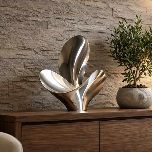 PREMIER Stainless Steel Table Top Petal Sculpture for Console Table, Living Room or Office PSSS-344-Stainless Steel Sculpture-PREMIER SCULPTURE