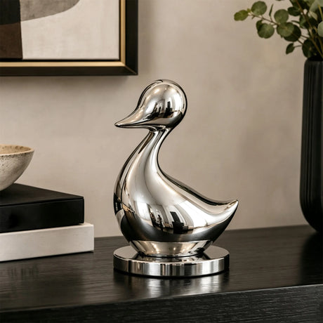 PREMIER Stainless Steel Table Top Sculpture in Minimalist Duck Design for Living Room, Console Table or Vanity PSSS-341-Stainless Steel Sculpture-PREMIER SCULPTURE