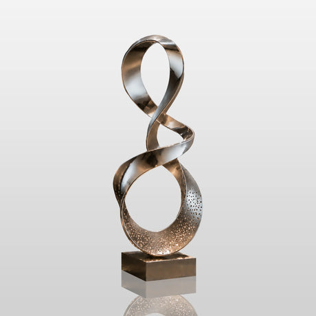 PREMIER Stainless Steel Table Top Sculpture with Abstract Ribbon Design for Showroom, Console Table or Office PSSS-313-Stainless Steel Sculpture-PREMIER SCULPTURE