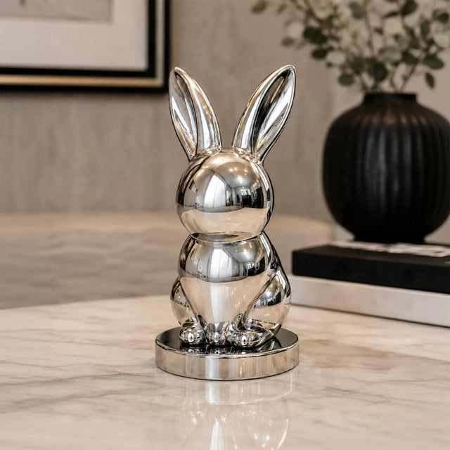 PREMIER Stainless Steel Table Top Sculpture with Cute Rabbit Design for Entry Console, Vanity or Window Sill PSSS-305-Stainless Steel Sculpture-PREMIER SCULPTURE