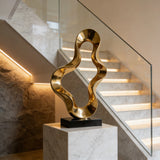 PREMIER Stainless Steel Table Top Sculpture with Gold Mirror Polished Abstract Design for Modern Interior Spaces PSSS-199-Stainless Steel Sculpture-PREMIER SCULPTURE