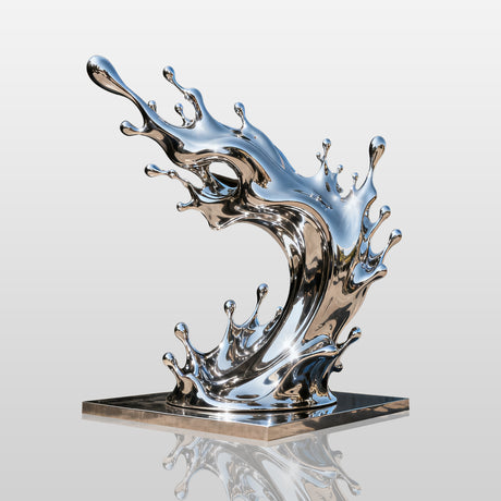 PREMIER Stainless Steel Water Splash Sculpture for Outdoor Gardens and Modern Spaces PSSS-171-Stainless Steel Sculpture-PREMIER SCULPTURE