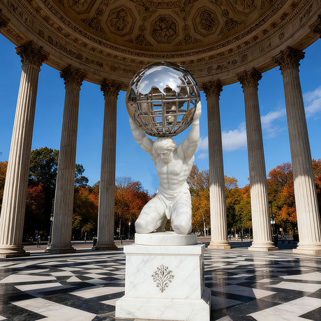 PREMIER Strong Atlas Marble Sculpture with Lifelike Design Perfect for Outdoor Gardens, Plazas or Beside the Fountain PSM-097-Marble sculpture-PREMIER SCULPTURE