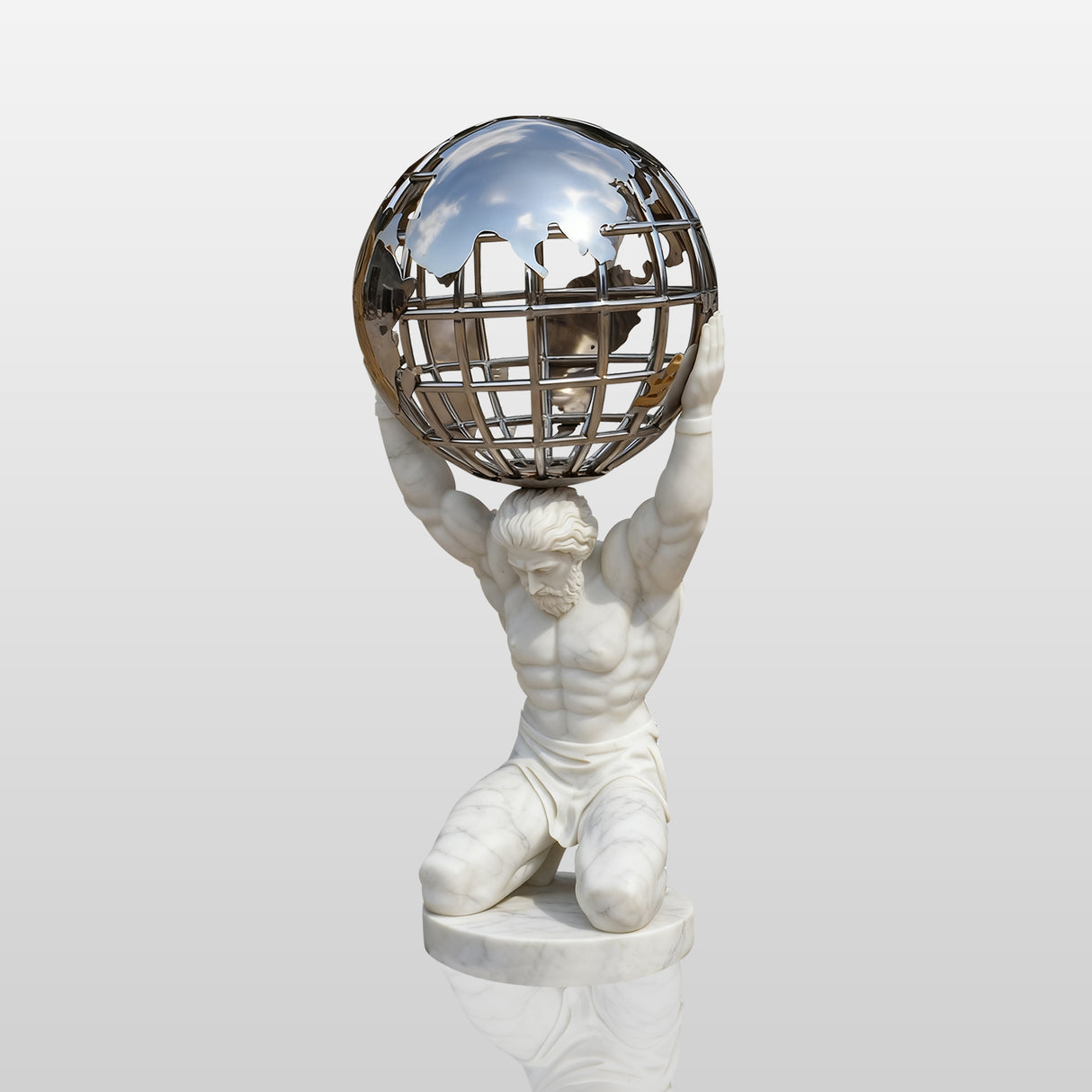 PREMIER Strong Atlas Marble Sculpture with Lifelike Design Perfect for Outdoor Gardens, Plazas or Beside the Fountain PSM-097-Marble sculpture-PREMIER SCULPTURE