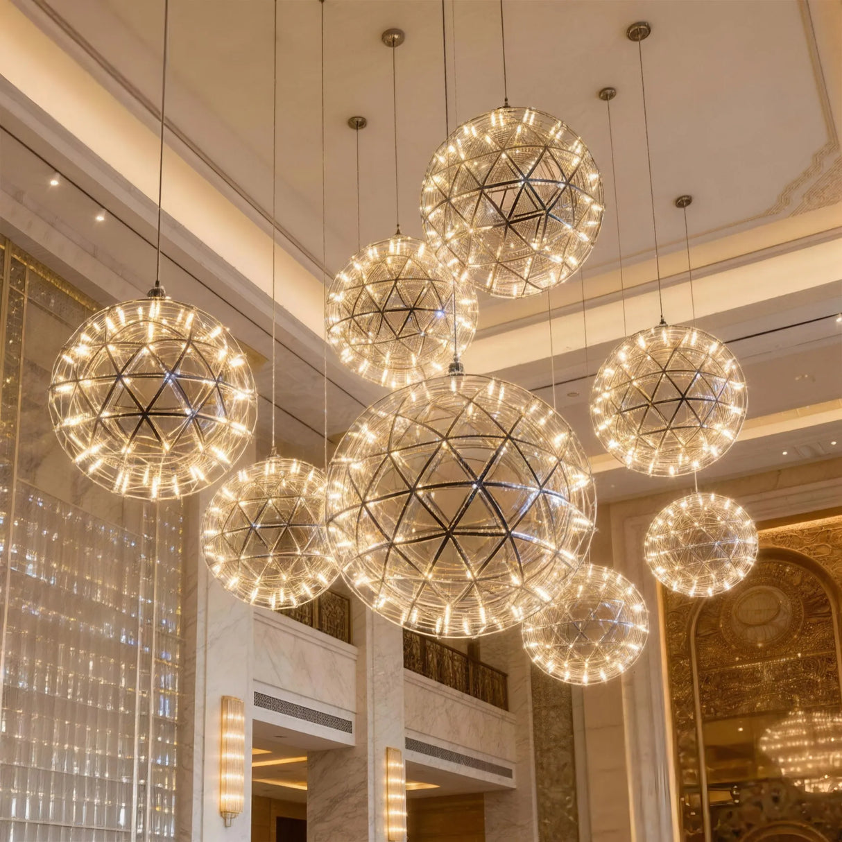 PREMIER Suspended Ball Sculpture in Stainless Steel for Hotel Lobbies, Luxury Shopping Malls and Commercial Spaces PSSS-270-Stainless Steel Sculpture-PREMIER SCULPTURE