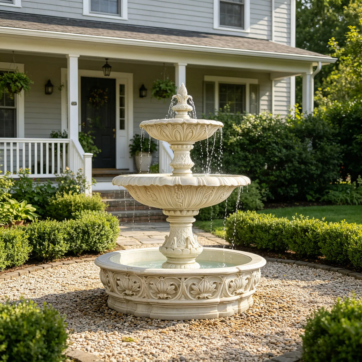 PREMIER Three Tier Marble Fountain for Front Yard, Garden, Lake Shore and Urban Plaza PSFM-019-Marble sculpture-PREMIER SCULPTURE
