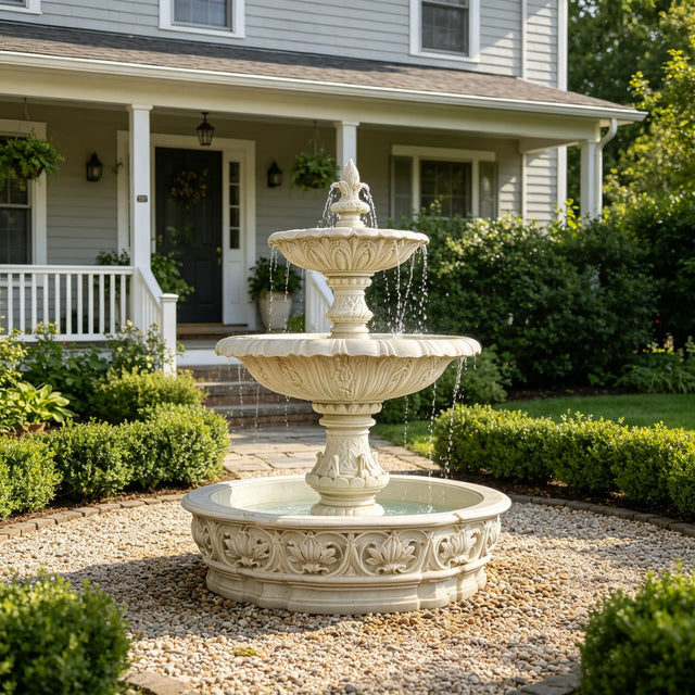 PREMIER Three Tier Marble Fountain for Front Yard, Garden, Lake Shore and Urban Plaza PSFM-019-Marble sculpture-PREMIER SCULPTURE