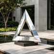 PREMIER Triangle Stainless Steel Sculpture with Geometric Design for Water Terrace, Front Yard or City Plaza PSSS-361-Stainless Steel Sculpture-PREMIER SCULPTURE