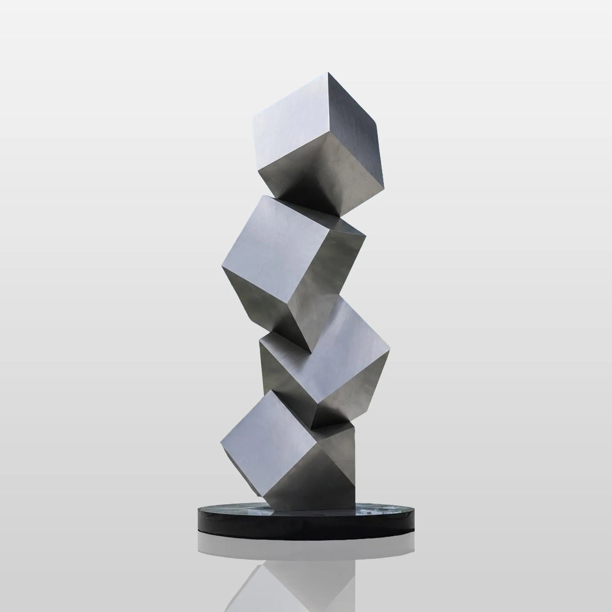 PREMIER Twisted Cube Sculpture in Brushed Stainless Steel for Corporate Plazas, Building Entrances or Luxury Exteriors PSSS-275-Stainless Steel Sculpture-PREMIER SCULPTURE