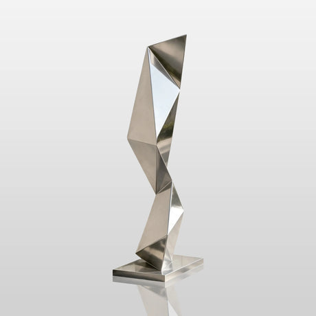 PREMIER Vertical Stainless Steel Sculpture with Triangular Geometric Design for Walkway, Courtyard or Plaza PSSS-346-Stainless Steel Sculpture-PREMIER SCULPTURE