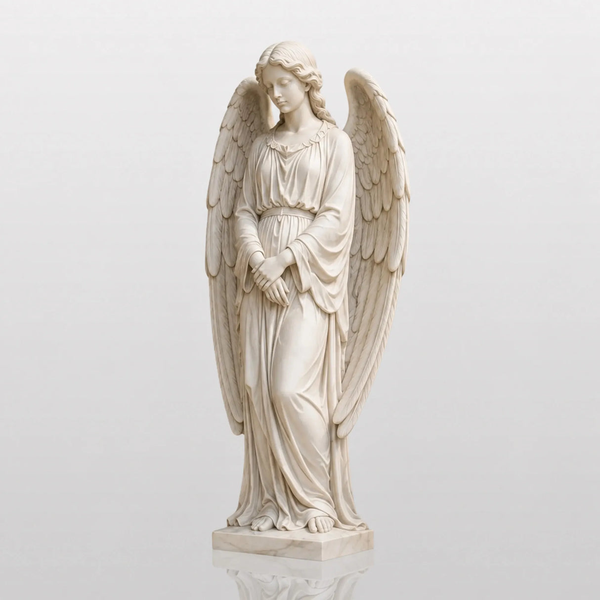 PREMIER White Marble Angel Statue for Entry Hall, Grand Foyer, Hotel Lobby or Church PSM-173-Marble sculpture-PREMIER SCULPTURE
