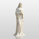 PREMIER White Marble Jesus Statue with Cross for Front Yard, Church Courtyard or Walkway PSM-203-Marble sculpture-PREMIER SCULPTURE