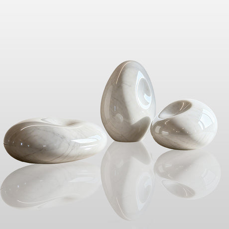 PREMIER White Marble Pebble Sculpture Set with Modern Abstract Style Ideal for Living Rooms, Hotel Lobbies and Offices PSM-102-Marble sculpture-PREMIER SCULPTURE