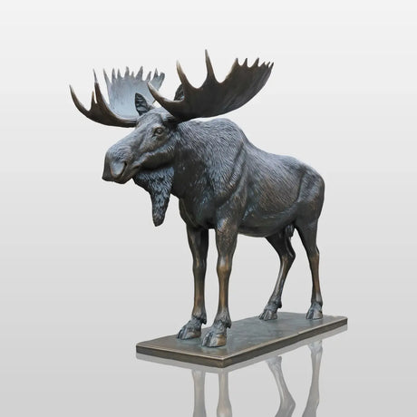 PREMIER Wildlife Bronze Sculpture with Standing Moose for Park Greenbelts, Gardens, Lawns and City Plazas PSB-192-Bronze Sculpture-PREMIER SCULPTURE