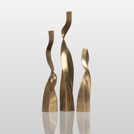 PREMIER 3 Piece Modern Golden Sculpture Set for Garden, Patio and Luxury Landscape Decor PSB-176-Bronze Sculpture-PREMIER SCULPTURE