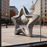 PREMIER Abstract Brushed Star Stainless Steel Sculpture for Urban Plaza and Public Decor PSSS-247-Stainless Steel Sculpture-PREMIER SCULPTURE