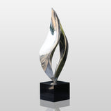 PREMIER Abstract Flame Sculpture Mirror Polished for Outdoor Garden Decor PSSS-227-Stainless Steel Sculpture-PREMIER SCULPTURE