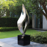 PREMIER Abstract Flame Sculpture Mirror Polished for Outdoor Garden Decor PSSS-227-Stainless Steel Sculpture-PREMIER SCULPTURE