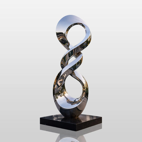 PREMIER Abstract Infinity Sculpture Mirror Polished in Stainless Steel for Luxury Outdoor Garden Decor PSSS-226-Stainless Steel Sculpture-PREMIER SCULPTURE