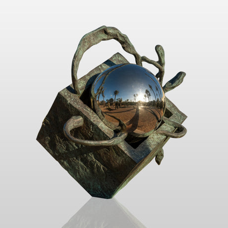 PREMIER Abstract Metal Sphere Sculpture in Modern Bronze Patina and Mirror Polished Stainless Steel for Villa Garden, Courtyard Outdoor Landscape PSB-166-Bronze Sculpture-PREMIER SCULPTURE