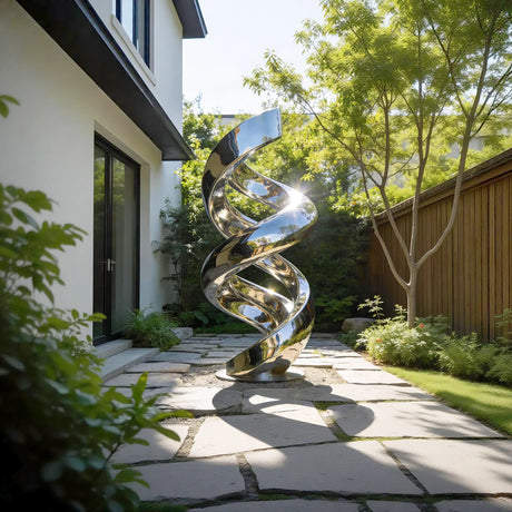 PREMIER Abstract Mirror Polished Spiral Stainless Steel Sculpture for Outdoor Garden Yard PSSS-241-Stainless Steel Sculpture-PREMIER SCULPTURE