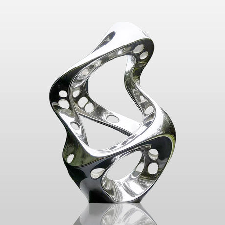 PREMIER Abstract Mirror Polished Twisted Stainless Steel Sculpture Silver Metal Art for Water Feature PSSS-240-Stainless Steel Sculpture-PREMIER SCULPTURE