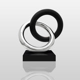 PREMIER Abstract Stainless Steel Ring Sculpture in Modern Black and Silver Polished Finish for Living Room Office Desk Decor PSSS-245-2-PREMIER-SCULPTURE