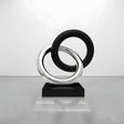 PREMIER Abstract Stainless Steel Ring Sculpture in Modern Black and Silver Polished Finish for Living Room Office Desk Decor PSSS-245-PREMIER-SCULPTURE