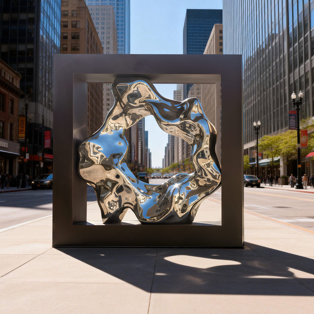 PREMIER Abstract Stainless Steel Sculpture Mirror Polished Modern Metal Art for City Street Urban, Plaza Public Space PSSS-244-Stainless Steel Sculpture-PREMIER SCULPTURE