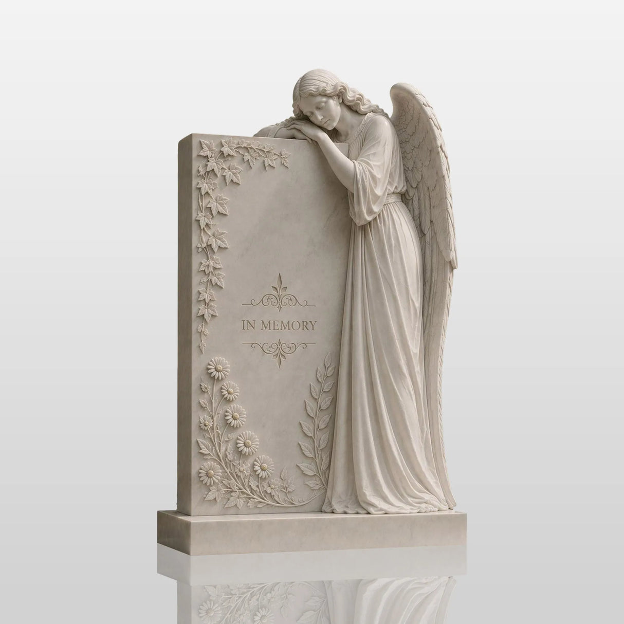 PREMIER Angel Marble Memorial Sculpture for Cemetery or Grave Decor PSM-134-Marble sculpture-PREMIER SCULPTURE