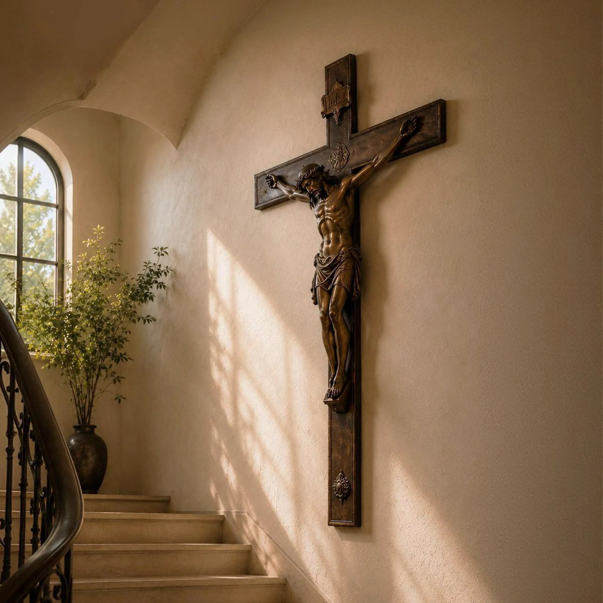 PREMIER Bronze Jesus Cross Wall Sculpture for Home, Church or Chapel Decor PSB-196-Bronze Sculpture-PREMIER SCULPTURE
