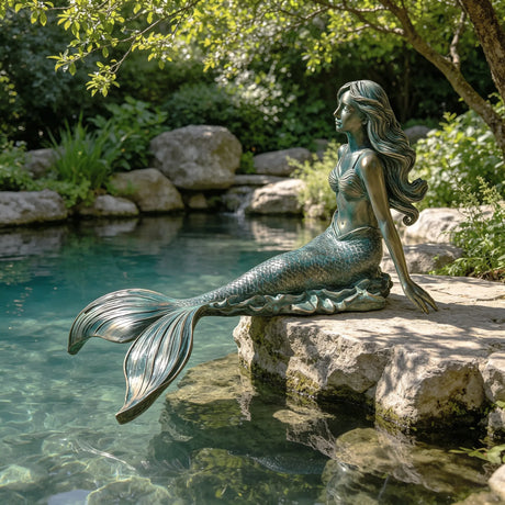 PREMIER Bronze Mermaid Sculpture for Patio or Pond Decor PSB-178-Bronze Sculpture-PREMIER SCULPTURE