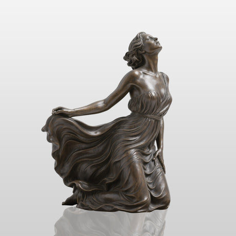 PREMIER Bronze Sculpture with Elegant Lady in Flowing Dress Design for Gardens and Luxury Villas PSB-104-Bronze Sculpture-PREMIER SCULPTURE