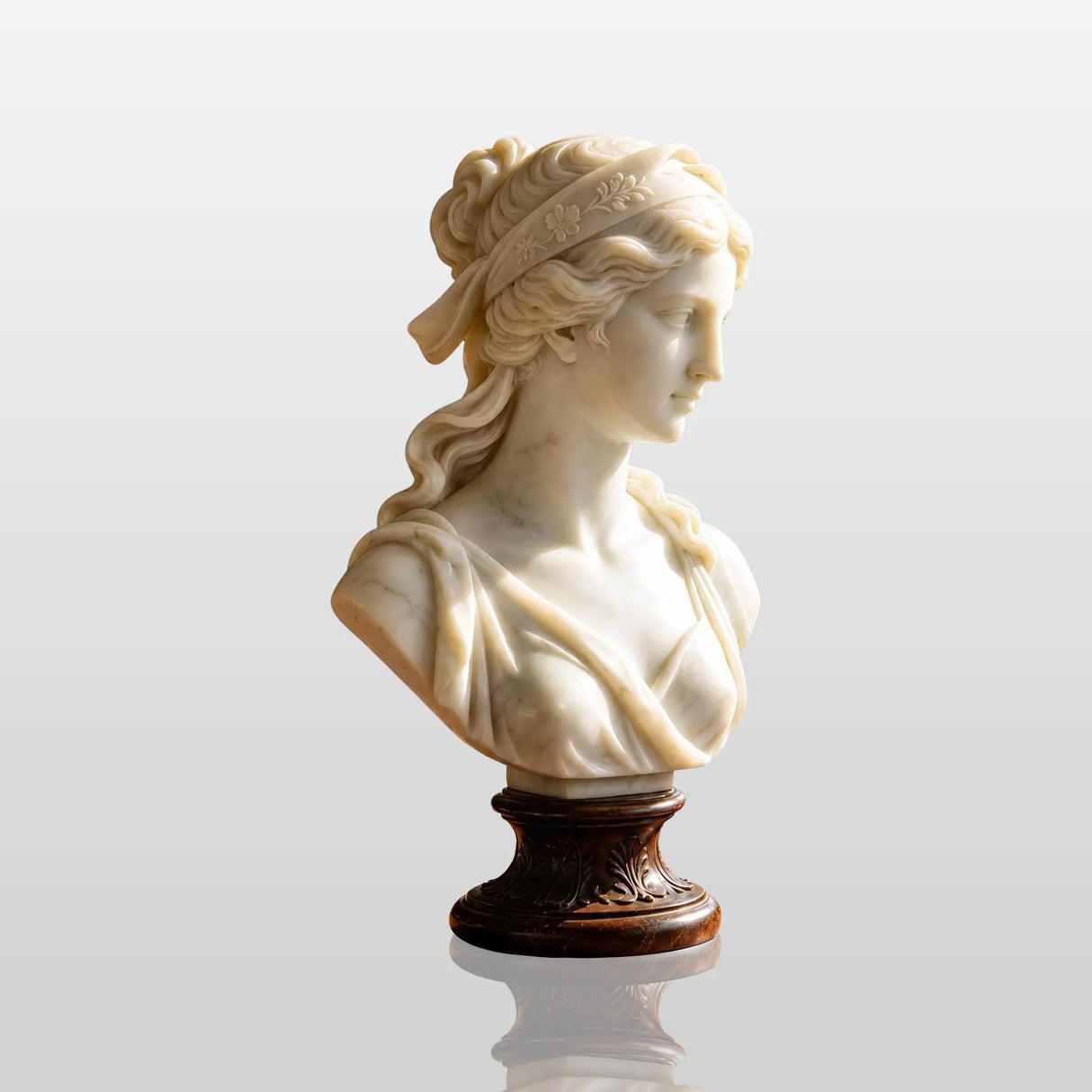 PREMIER Classic Female Bust in Greek Style for Home Library, Desk Decor PSM-133-Marble sculpture-PREMIER SCULPTURE