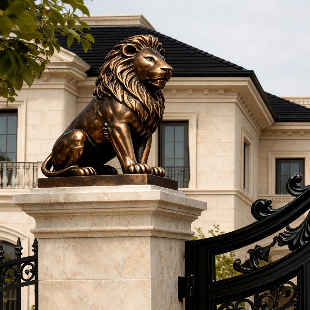 PREMIER Classic Guardian Lion Bronze Statue for Luxury Estate Gate Decor PSB-152-Bronze Sculpture-PREMIER SCULPTURE