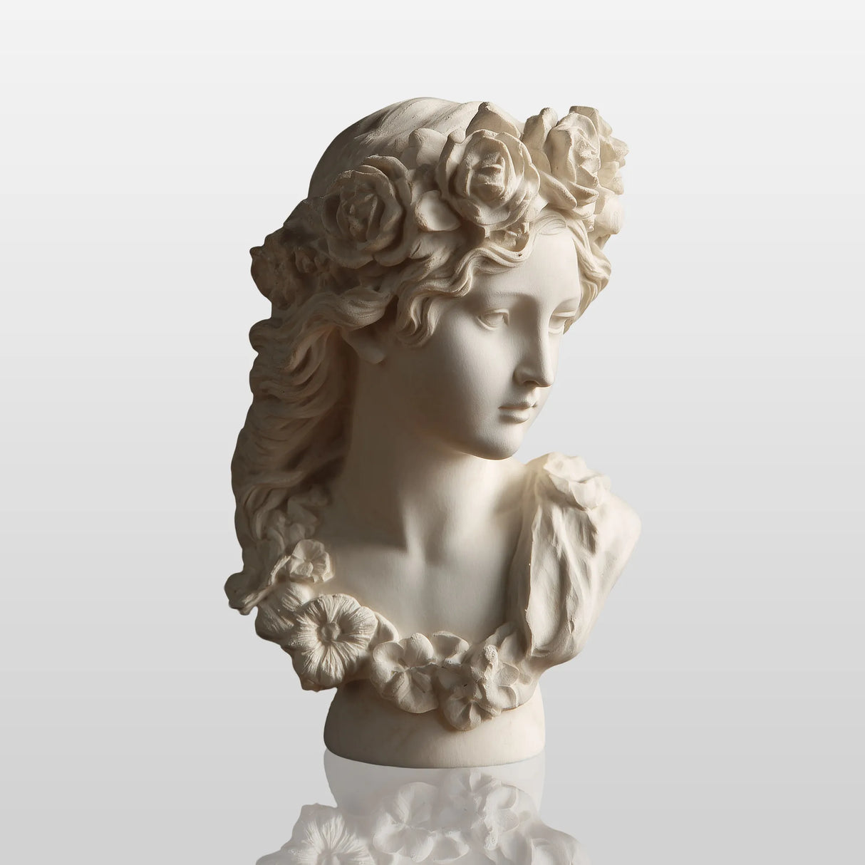 PREMIER Classical Floral Female Bust White Marble Sculpture Antique Style for Home Decor PSM-116-Marble sculpture-PREMIER SCULPTURE